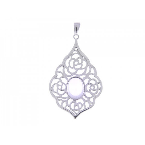 Platinum Plated Silver Pendant with Crystal De Roche