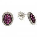 Black Platinum Plated Silver Stud Earrings adorned with Rosalines