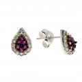 Rosaline and White Sapphire Earrings set in Platinum Plated Earrings