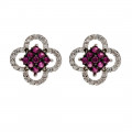 Rosaline and White Sapphire Stud Earrings set in Black Platinum Plated Silver Earrings