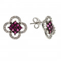 Rosaline and White Sapphire Stud Earrings set in Black Platinum Plated Silver Earrings