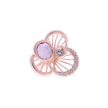 Ροζ Επιχρυσωμένο Δαχτυλίδι "Λουλούδι" με Κρύσταλλο Swarovski