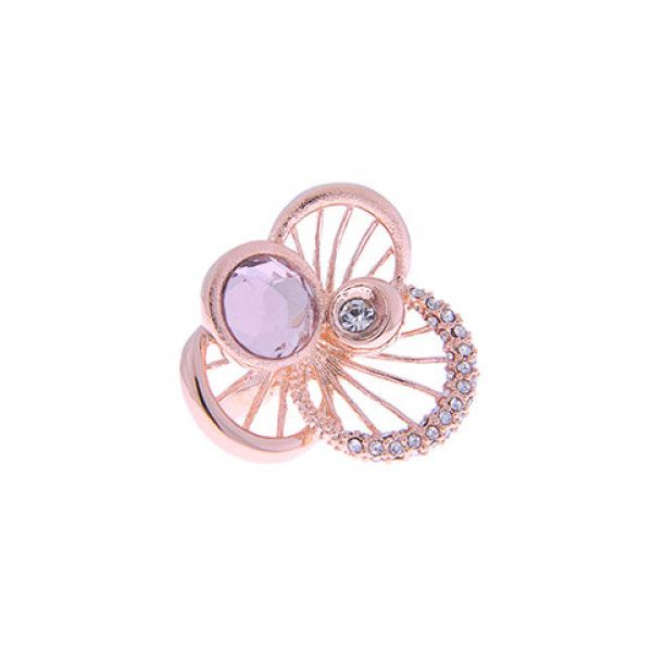 Pink Gold Plated "Flower" Ring with Swarovski Crystals