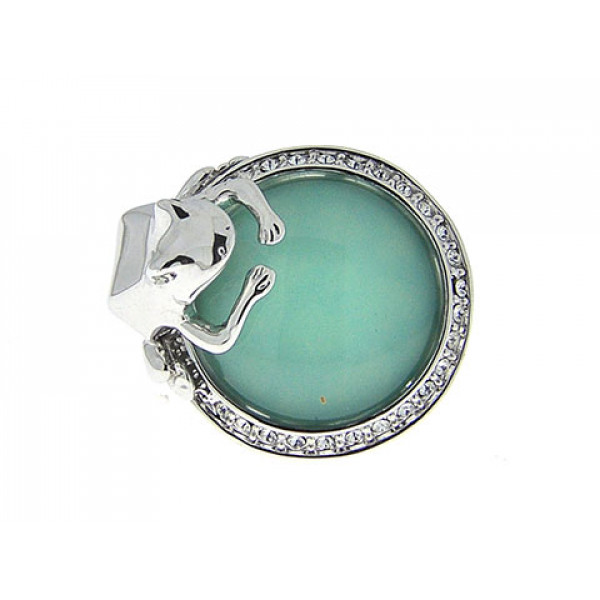 Platinum Plated Statement Ring Green Topaz