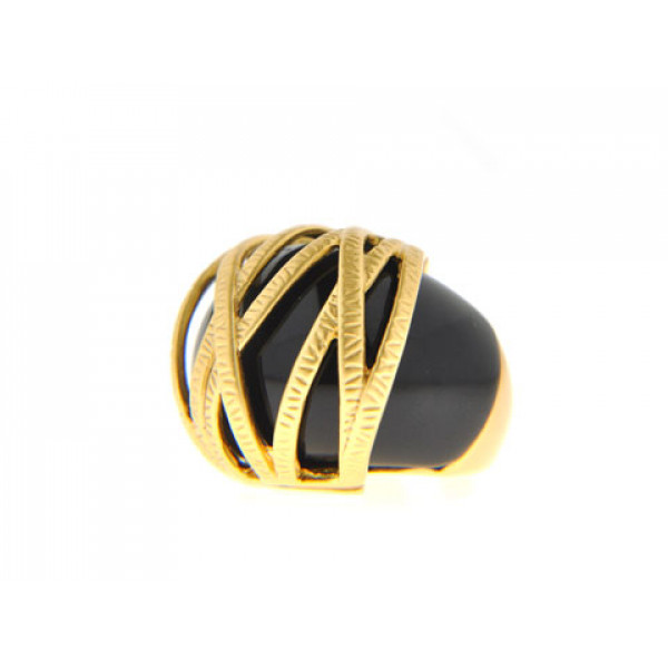 Gold Plated Statement Ring with Black Onyx