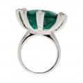 Solitaire Ring with a Green Swarovski Crystal set in Platinum Plating