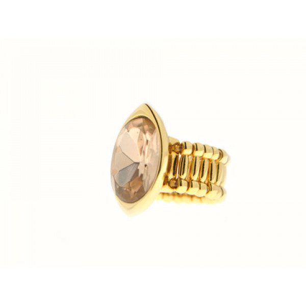 Δαχτυλίδι με Μπεζ Κρύσταλλο Swarovski και Επιμετάλλωση Κίτρινου Χρυσού