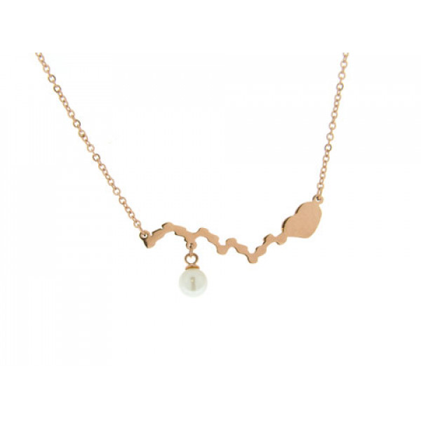 Pink Gold Plated Stainless Steel Mallorca Pearl Necklace