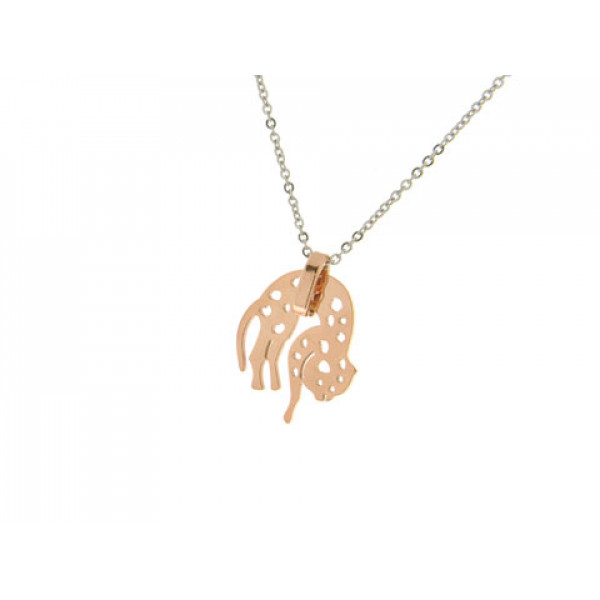 Pink Gold Plated Stainless Steel Pendant with a Cat