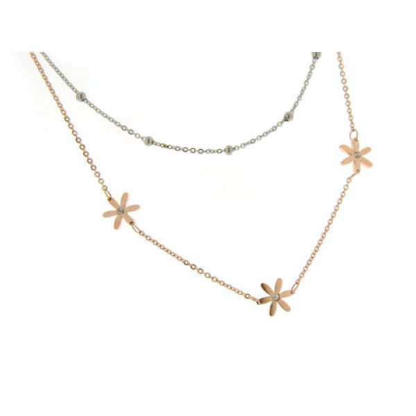 Stainless Steel Two Tone Double Necklace