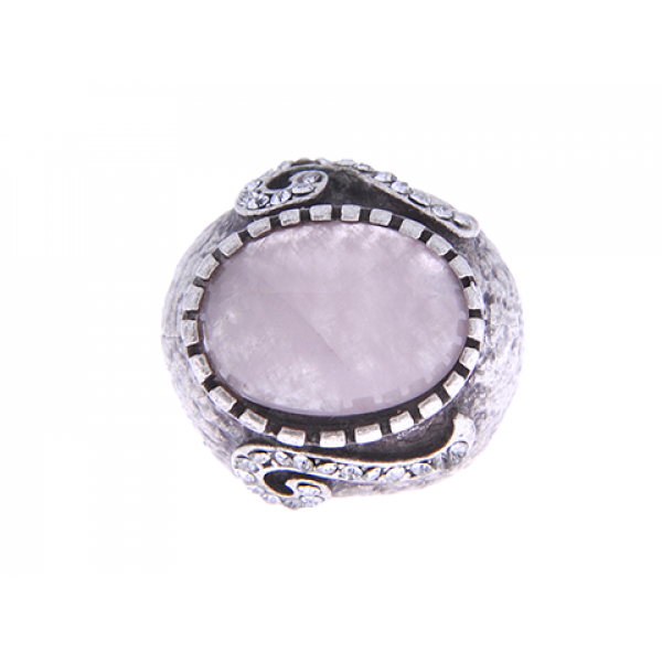 Bombe Ring with a Pink Quartz and White Sapphires