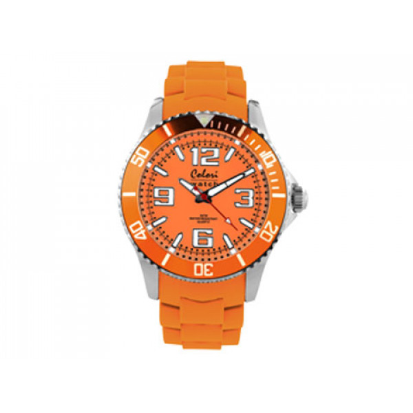 Cool Steel Colori Watch with an Orange Silicone Strap