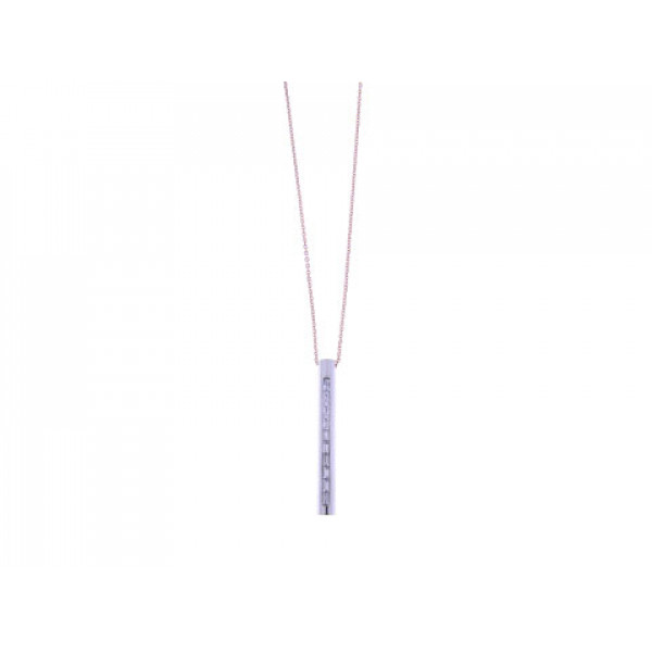 Minimal Stainless Steel Pendant with White Sapphires set in Pink Gold Plated Chain