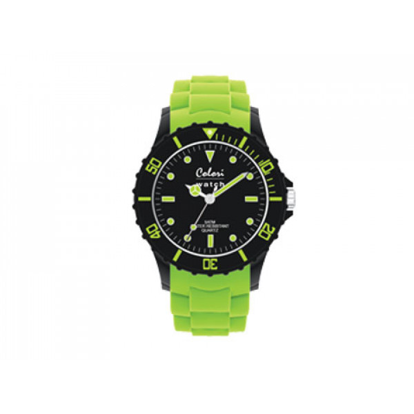 Super Sports Colori Watch with a Green Silicone Strap