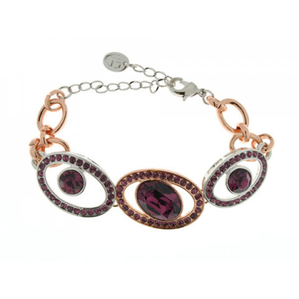 Two-Tone Bracelet with Purple Swarovski Crystals 