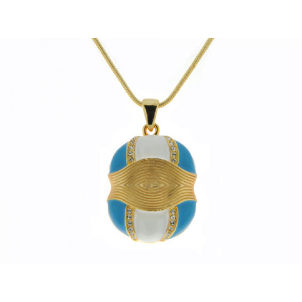 Gold Plated Pendant with Blue and White Enamels
