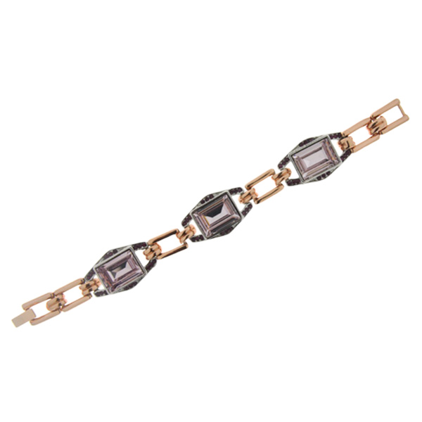 Statement Bracelet with Pink Gold Plated and Purple Swarovski Crystals