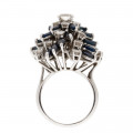 Platinum Cluster Ring adorned with Sapphires and Diamonds