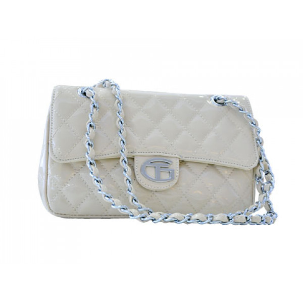 Quilted Shoulder Bag made of Beige Eco Leather