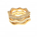 Statement Ring with Gold Plating, White Sapphires and White Enamel