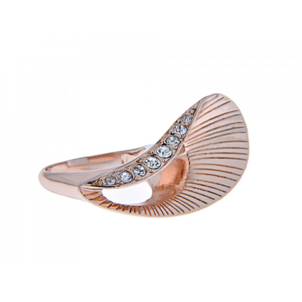 Statement Ring with Pink Gold Plating and White Sapphires