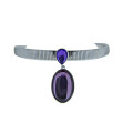 Platinum Plated Chocker Necklace with a lab-created Amethyst