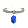 Blue Sapphire Necklace with Pink Gold Plating