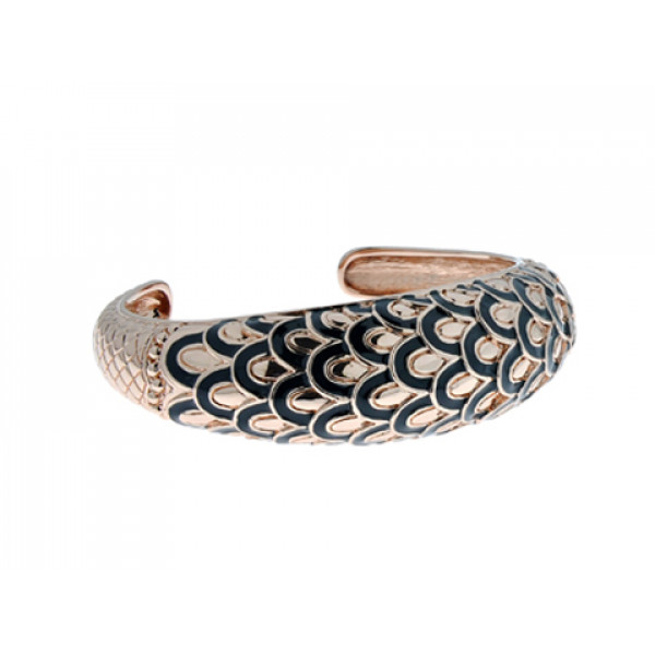 Statement Bracelet with Pink Gold Plating and Black Enamel