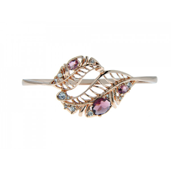 Pink Gold Plated Bangle Bracelet with Amethysts and White Sapphires