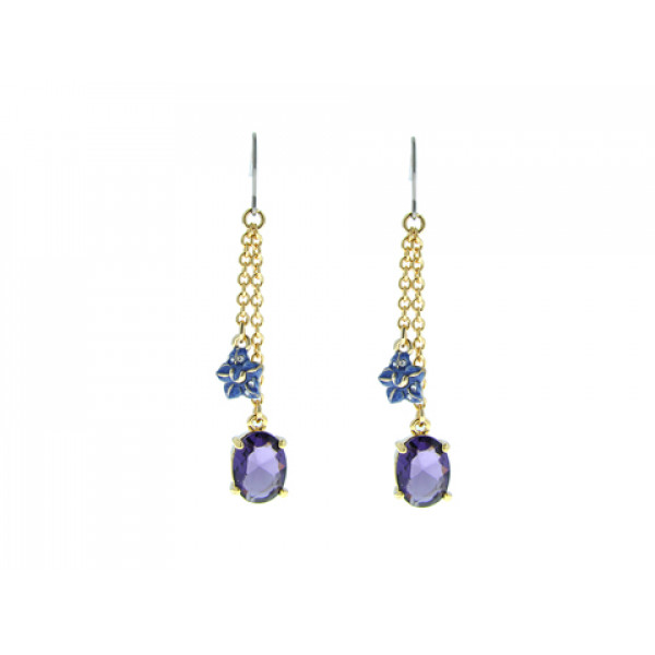 Gold Plated Long Earrings with Amethysts