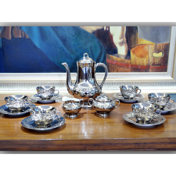 Limoge White Gold Plated Coffee & Tea Set