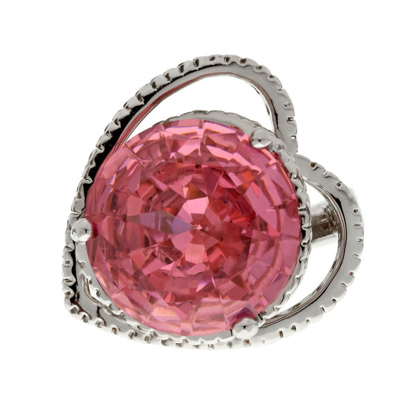 Επιπλατινωμένο Δαχτυλίδι με Pink Quartz