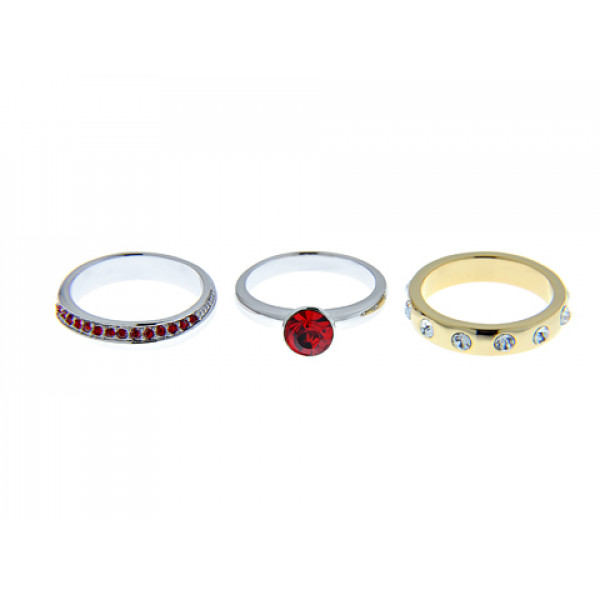 Platinum and gold plated rings with lab-created Rubies and White Sapphires