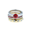 Platinum and gold plated rings with lab-created Rubies and White Sapphires