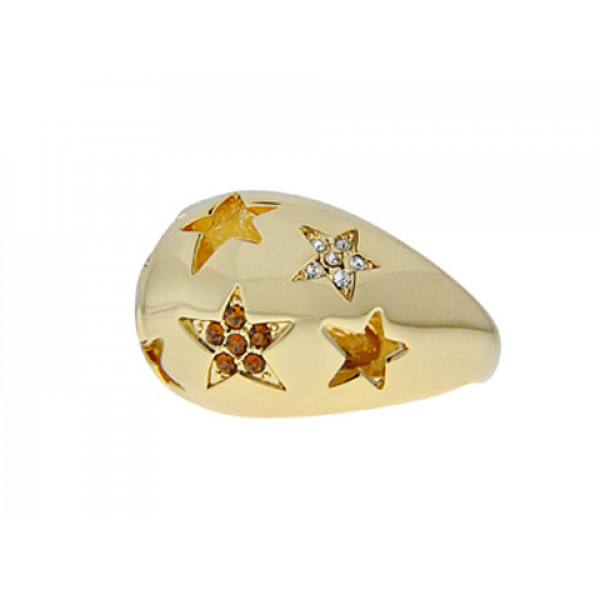 Gold Plated Bombe Ring with a Star Design