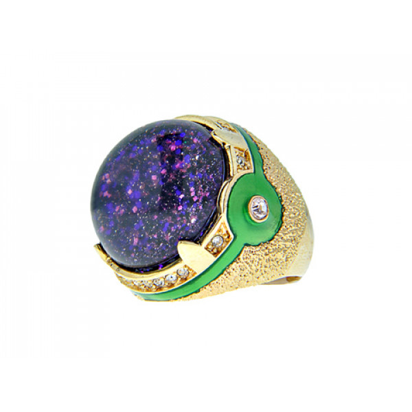 Gold Plated Bombe Amethyst Ring