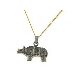 Rhino Pendant with Diamonds