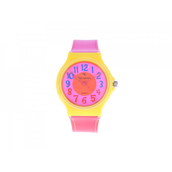 Kid's Watch with a Pink and Red Strap and multicolored Case and Dials