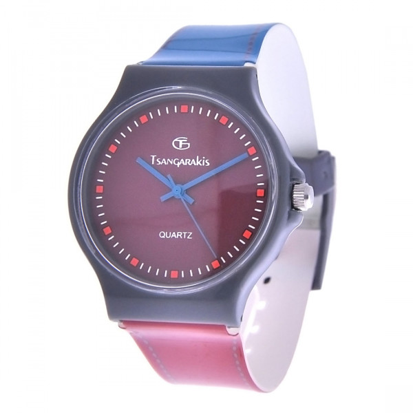 Kid's Watch with a Multicolor Strap and a Dark Red Dial