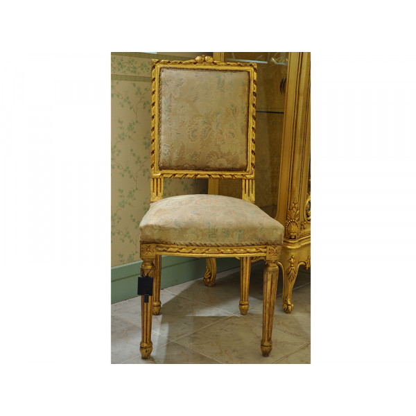 Χειροποίητη Καρέκλα με Φύλλο Χρυσού Περιόδου Louis XVI