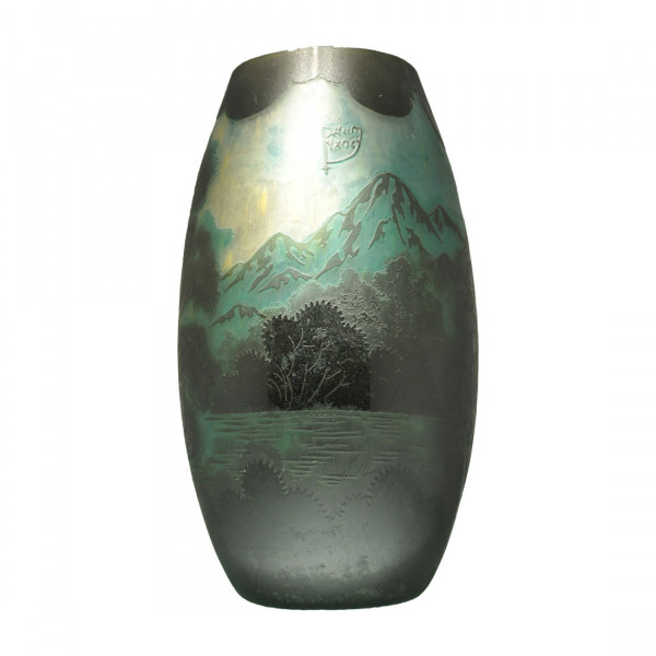 Earlier Period Daum Nancy Vase Winter Mountain Scene