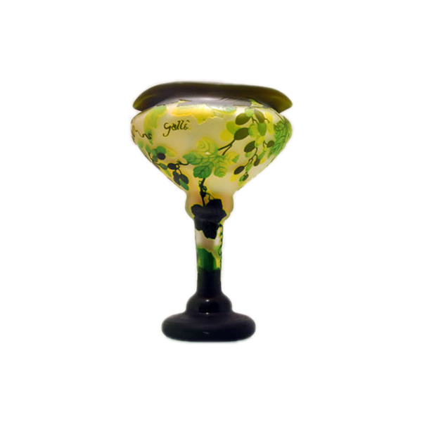 Light Green Galle Vase with a Grapes Design