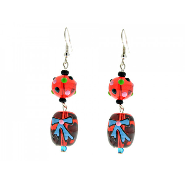 Murano Glass Beads Earrings from the Christmas Time Collection by Marilou