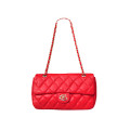 Quilted Shoulder Bag made of Red Genuine Leather