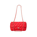 Quilted Shoulder Bag made of Red Genuine Leather