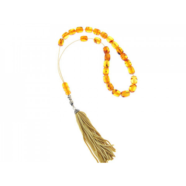 Amber Prayer Beads with silver elements