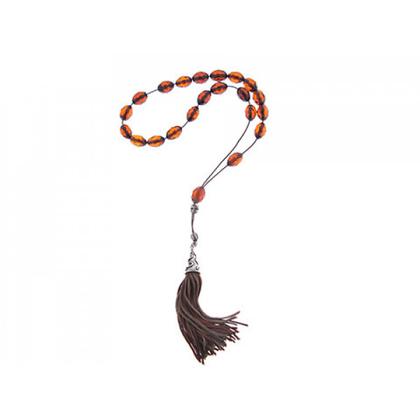 Amber Worry Beads with silver elements