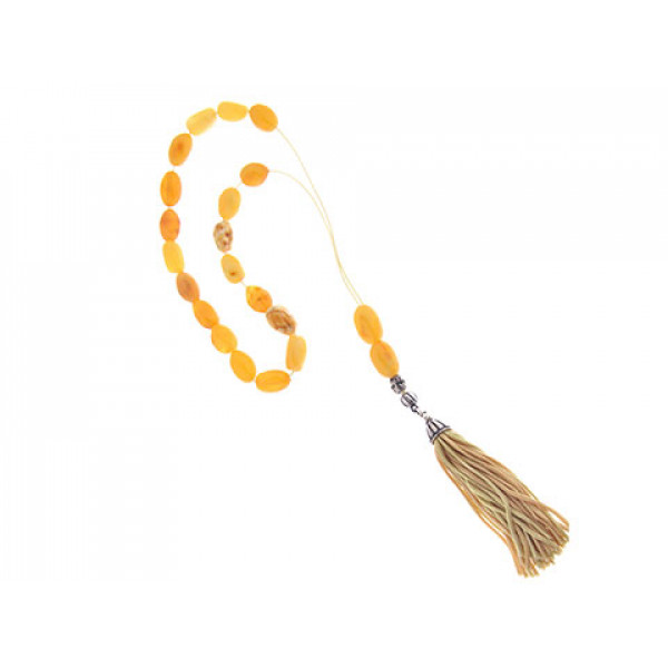 Amber Worry beads with silver elements