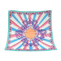 Square Silk Scarf in Light Blue and Pink