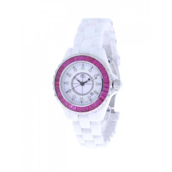 White Ceramic Watch with Rubies